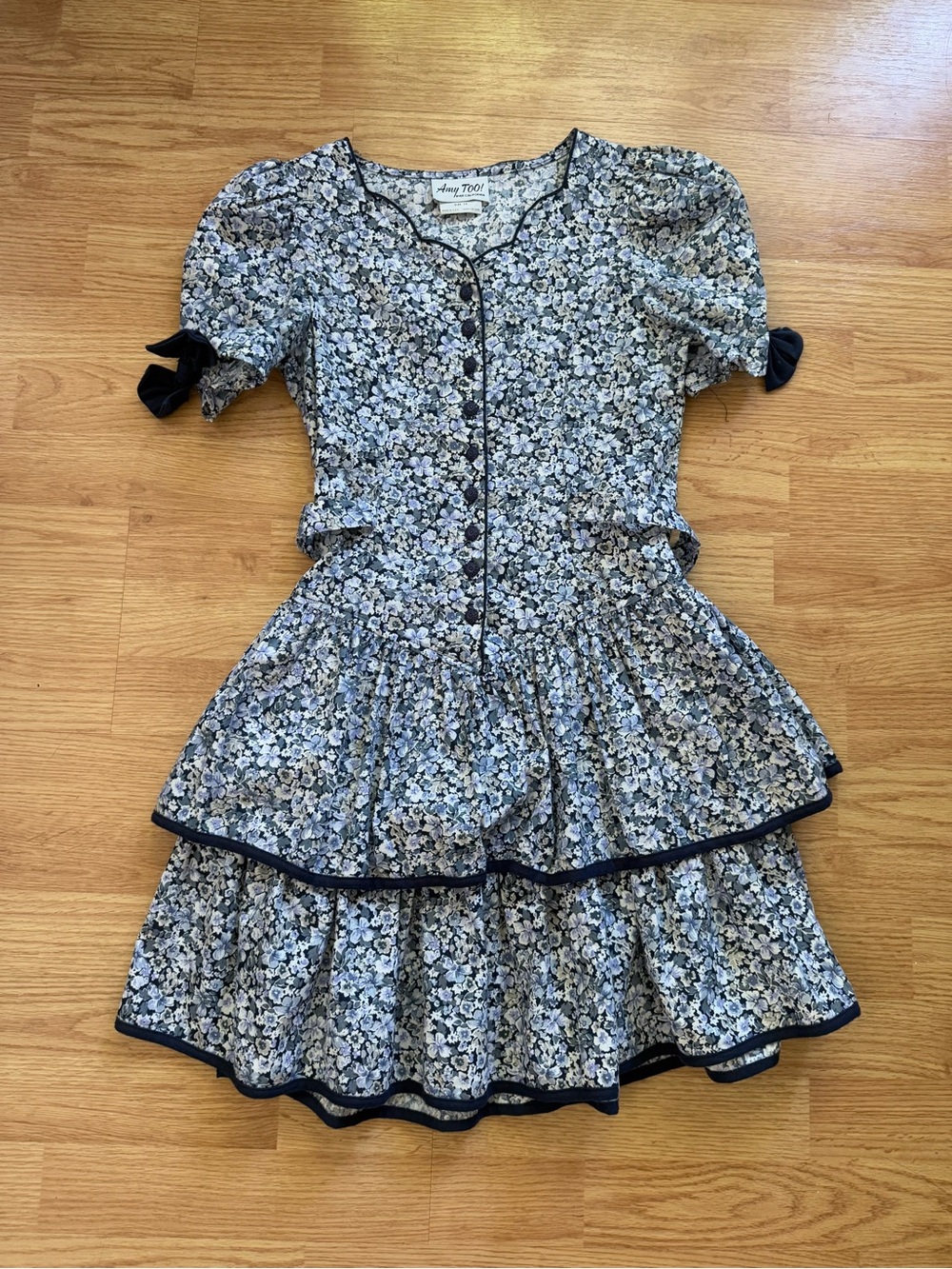 VTG 80s 90s Amy Too Byer CA Floral Tiered Dress Fits Women XS Excellent